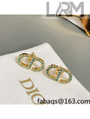 Dior Crystal CD Stud Earrings Blue 2022 040225