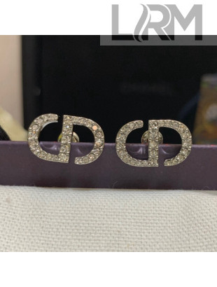 Dior Crystal CD Stud Earrings Silver 2022 040227