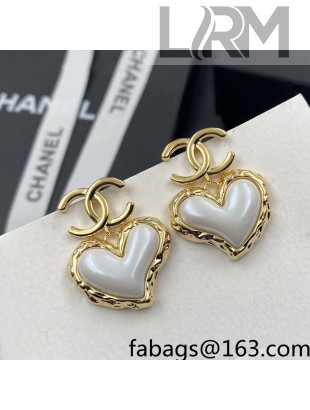 Chanel Heart Earrings White 2022 040202