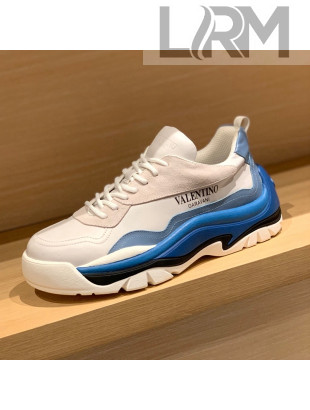	 Valentino Gumboy Calfskin Sneakers White/Blue 2022 032648