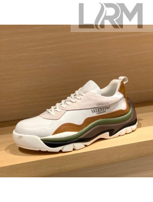 Valentino Gumboy Calfskin Sneakers White/Tan Brown 2022 032649