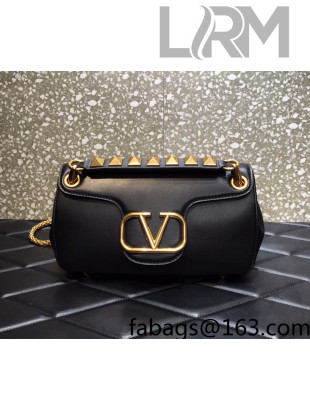 Valentino Stud Sign Nappa Leather Shoulder Bag Black 2021