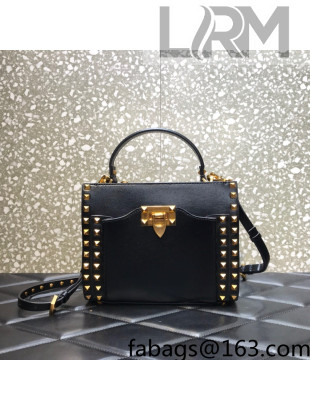 Valentino Small Rockstud Calfskin Tote Bag 0056 Black 2022