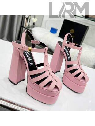 Versace Calfskin La Medusa Platform Sandals 15.5cm Light Pink 2022 