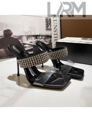 Alexander Wang Silk and Crystal Mules Sandals 10cm Black 2021 03