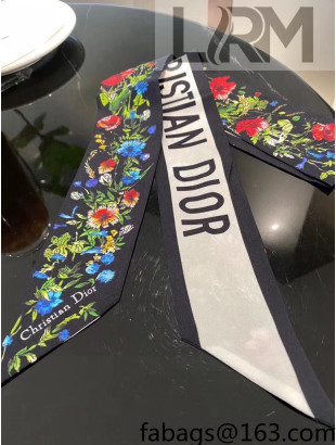 Dior D-Millefiori Silk Bandeau Scarf 6x106 Black 2022