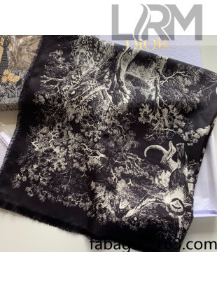 Dior Toile de Jouy Reverse Silk Square Scarf 90x90cm Black 2022 033027