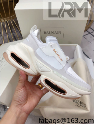 Balmain BBold Leather and Suede Sneakers White 2021 120423