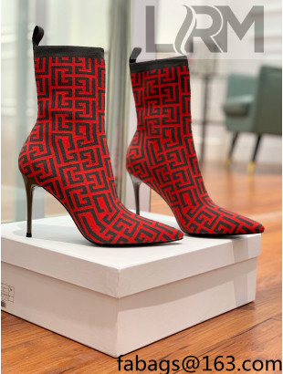 Balmain Knit Ankle Boots Red/Black 2021 120410