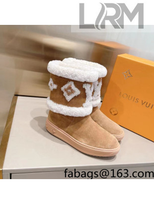 Louis Vuitton Snowdrop Shearling and Suede Flat Ankle Boots Brown 2021 06
