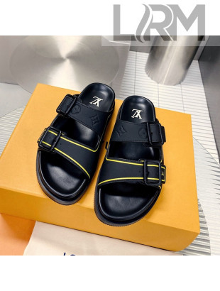 Louis Vuitton Men's LV Trainer Flat Slide Sandals Black 2022 030775