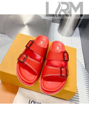 Louis Vuitton Men's LV Trainer Flat Slide Sandals Red 2022 030777