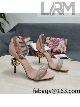 Dolce & Gabbana DG Calf Leather and Crystal High Heel Sandals Pink 10.5cm 2022 
