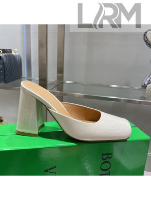 Bottega Veneta Patent Leather High Heel Mules 11cm White 2022 032829