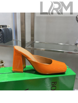 Bottega Veneta Patent Leather High Heel Mules 11cm Orange 2022 032834
