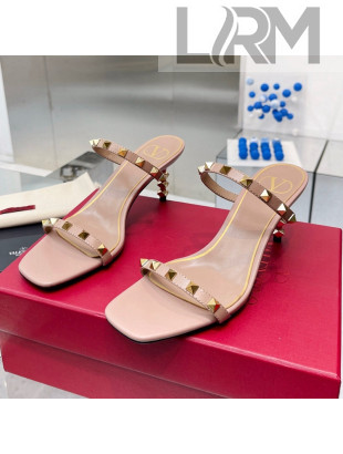 Valentino Rockstud Medium Slide Sandals 6.5cm Pink 2022 032840