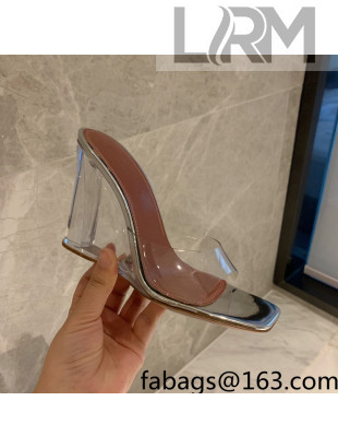 Amina Muaddi TPU Wedge Slide Sandals 10cm White 2022 032874