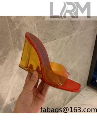 Amina Muaddi TPU Wedge Slide Sandals 10cm Orange 2022 032875