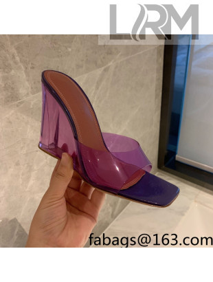 Amina Muaddi TPU Wedge Slide Sandals 10cm Purple 2022 032876