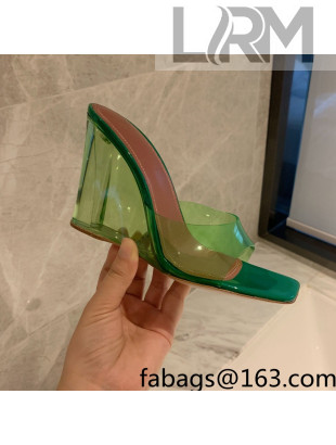 Amina Muaddi TPU Wedge Slide Sandals 10cm Green 2022 032877