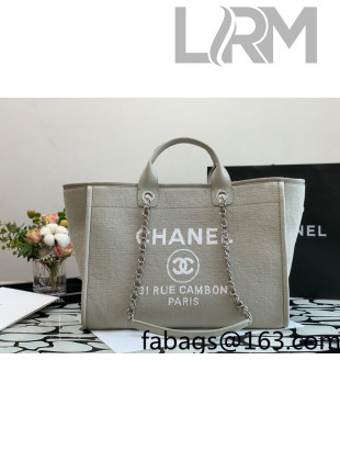 Chanel Deauville Mixed Fibers Large Shopping Bag A66941 Gray 2022 02