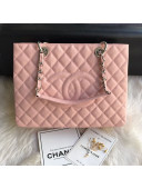 Chanel Grained Calfskin Grand Shopping Tote GST Bag Pink/Silver