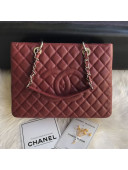 Chanel Grained Calfskin Grand Shopping Tote GST Bag Dark Brown/Silver