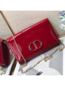 Dior 30 Montaigne CD Patent Calfskin Wallet on Chain WOC Red 2019