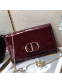 Dior 30 Montaigne CD Patent Calfskin Wallet on Chain WOC Burdundy 2019