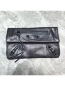 Balenciaga City Wax Leather Envelope Clutch Grey