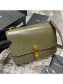 Saint Laurent Carre Satchel Box Bag in Smooth Leather 585060 Green 2019