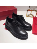 Valentino Calfskin Lace-up Buckle Loafers Black 2020