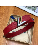 Louis Vuitton Twist Epi Leather Belt 30mm with Silver and Gold LV Buckle Red 2020
