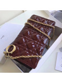 Dior Lady Dior Clutch with Chain in Cannage Patent Leather Burgundy 2018