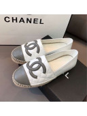 Chanel Quilted Calfskin Flat Espadrilles G29762 White/Steel Gray 2020