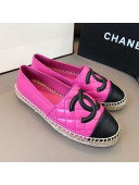 Chanel Quilted Calfskin Flat Espadrilles G29762 Hot Pink/Black 2020