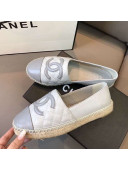 Chanel Quilted Calfskin Flat Espadrilles G29762 Light Gray 2020