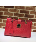 Gucci Padlock GG Embossed Leather Medium Shoulder Bag 479197 Red