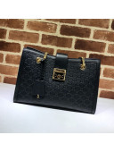 Gucci Padlock GG Embossed Leather Medium Shoulder Bag 479197 Black 