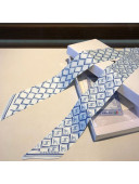 Chanel Quilting CC Print Silk Slim Bandeau Scarf 5x120cm Light Blue 2020