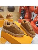 Louis Vuitton Time Out Leather Shearling Sneakers Brown 2021 1117112