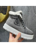Prada Suede and Wool Ankle Boots Grey 2021 111851