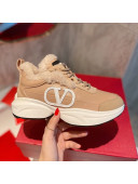 Valentino VLogo Leather and Wool Sneakers Beige 2021 111896