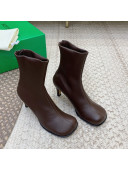 Bottega Veneta Bloc Lambskin Ankle Short Boots Chocolate Brown 2021 