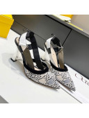 Fendi Colibri Karligraphy Slingback Pumps 8cm in Mesh and Embroidery Grey 2021 