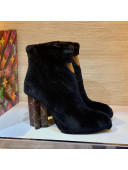 Louis Vuitton Silhouette Rabbit Fur Ankle Boots 9cm Black 2021 