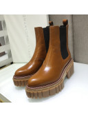 Stella McCartney Shiny Leather Platform Ankle Boots 7cm Brown 2021 03