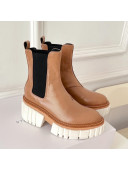 Stella McCartney Shiny Leather Platform Ankle Boots 7cm Brown 2021 04
