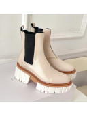 Stella McCartney Shiny Leather Platform Ankle Boots 7cm Beige 2021 05
