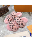 Louis Vuitton Bom Dia Mink Fur Flat Mules Pink/Black 2021 111752